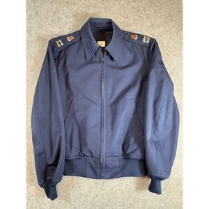 Vintage US Military Navy Blue Utility Jacket Captain Insignia 36S Bomber Coat